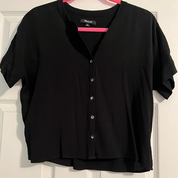 Madewell Getaway Oversized Button-Down Shirt. Size XS. Black. - Picture 2 of 7
